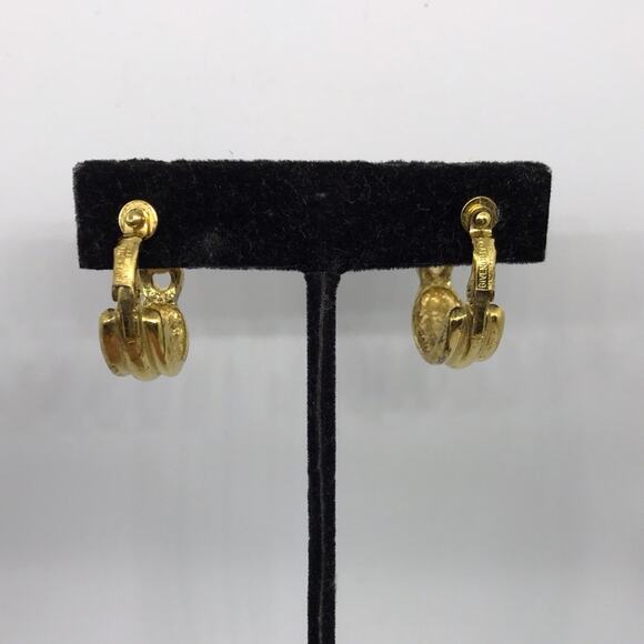 Vintage Givenchy Hoop Clip On Earrings gold tone - Picture 4 of 6